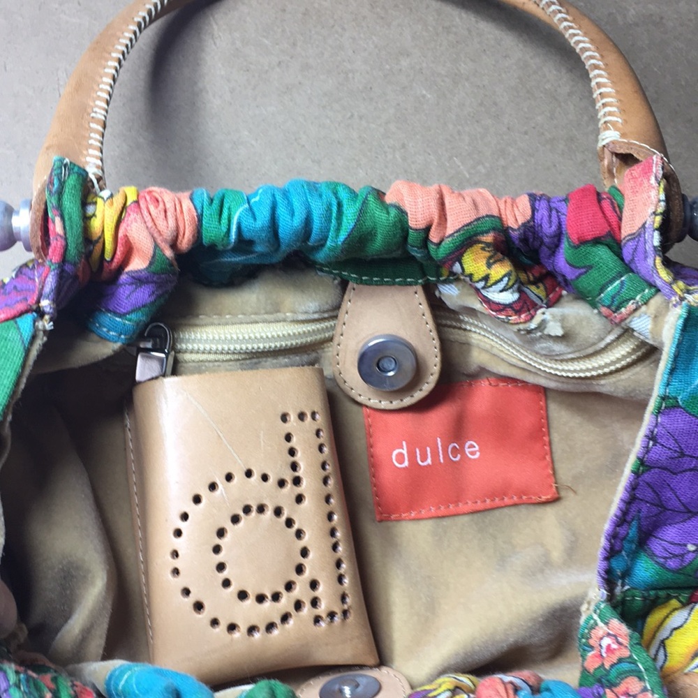 Dulce Cotton Floral Handbag with Leather handle - Picture 10 of 14